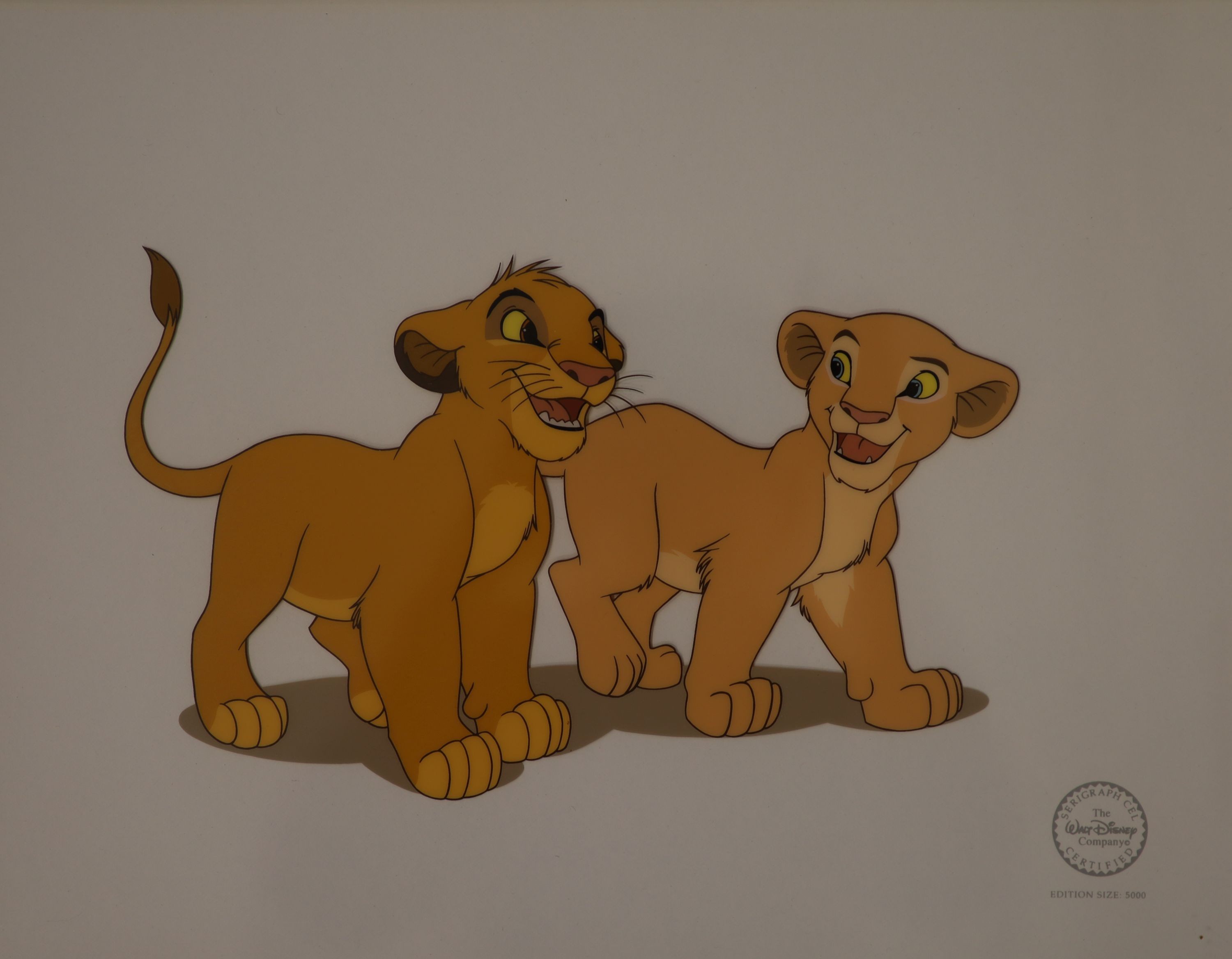 Two Walt Disney sericels, limited editions, The Lion King & 101 Dalmations, 25 x 33cm.